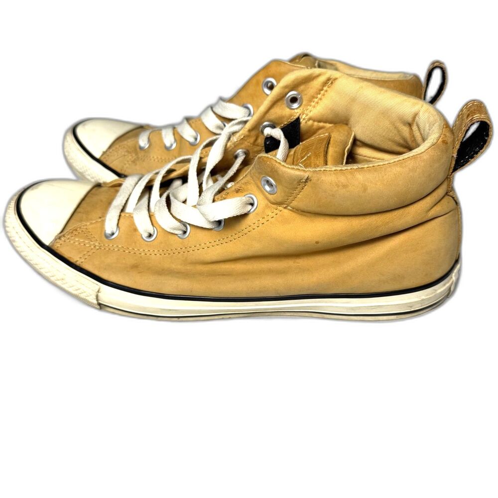 Size 11 Leather Converse Chuck Taylor high tops mustard yellow (10452)